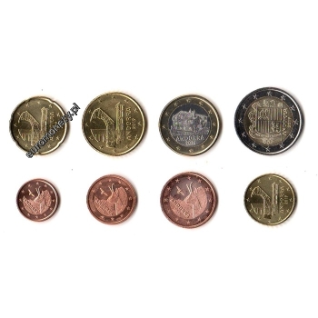 Komplet 8 monet obiegowych Andora mieszane roczniki
