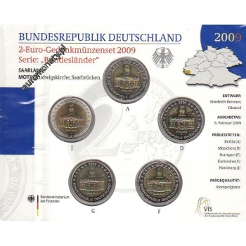 2 euro okolicznościowe Niemcy 2009 - 5 mennic - BLISTER