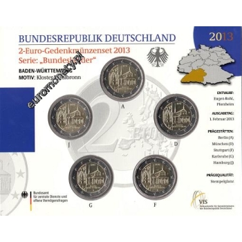 2 euro okolicznościowe Niemcy 2013 - 5 mennic FOLDER