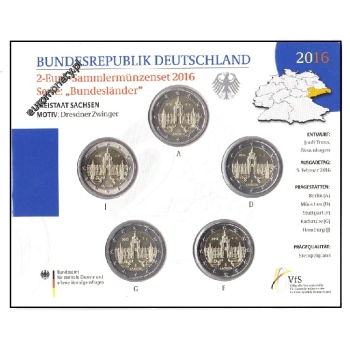 2 euro okolicznościowe Niemcy 2016 - Landy - Saksonia - folder